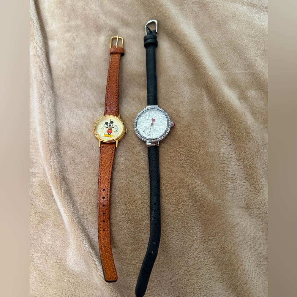 Mickey Mouse & Betsey Johnson Lot of 2 Gold and Black Women’s Watches